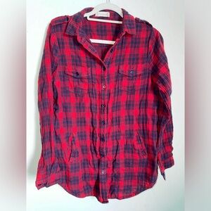Altar'd State Red and Blue Plaid Button Down Shirt
